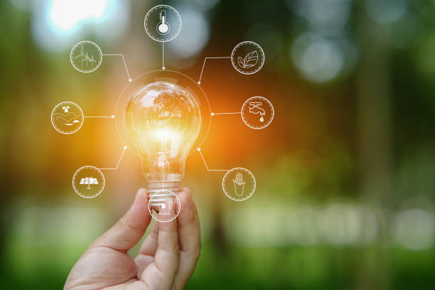 istock Light bulb Energy saving green nature background 2151896747