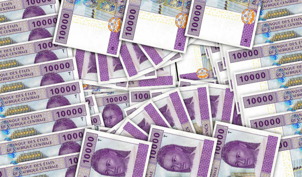 istock Central African CFA Franc XOF banknotes in a fan mosaic pattern 3d illustration 2151897783