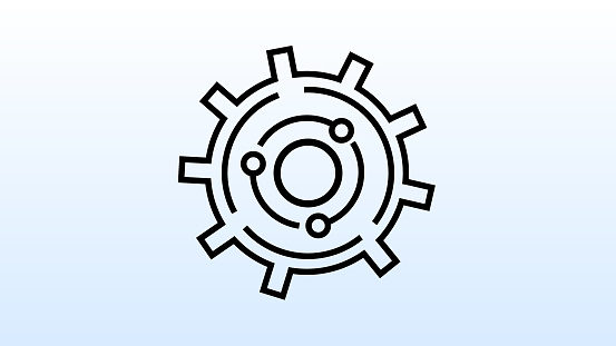 Gear icon on a white background.