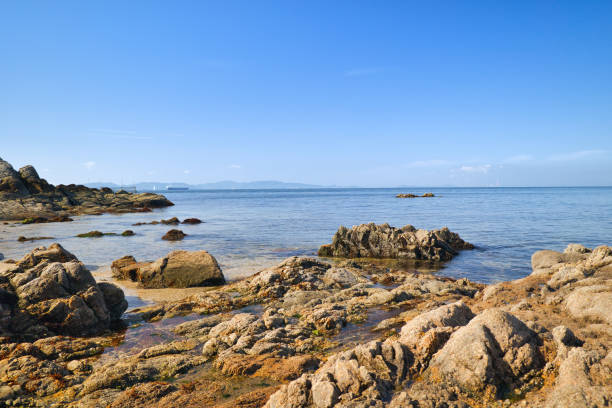 Clear blue sea with rocky tide pools