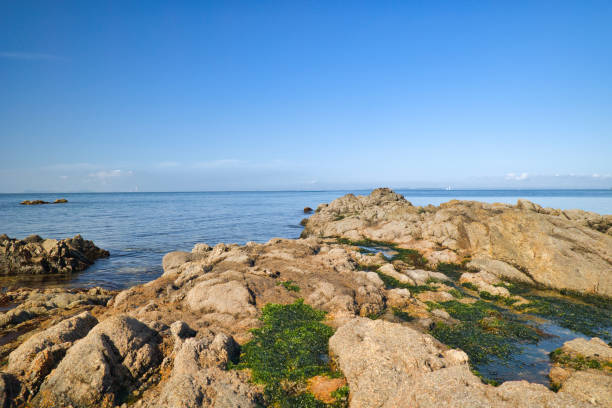 istock Clear blue sea with rocky tide pools 2151899565