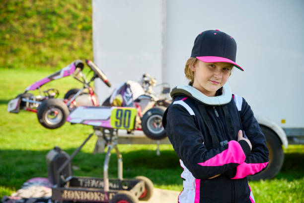 istock Girl posing at her go-cart 2151905548
