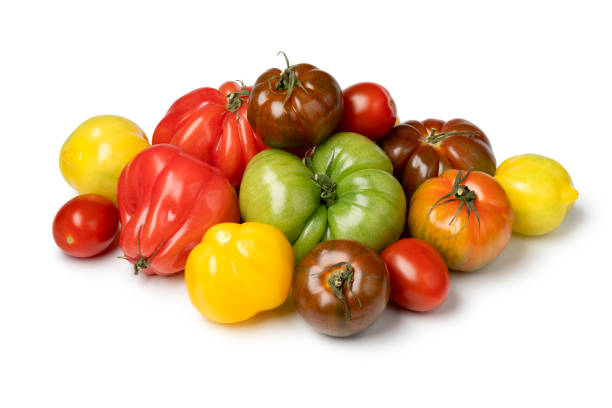 istock Variation of fresh whole juicy tomatoes isolated on white background 2151907885