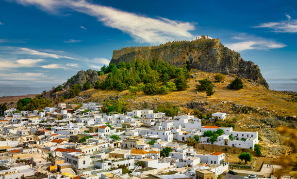 The majestic Lindos Acropolis and old town.