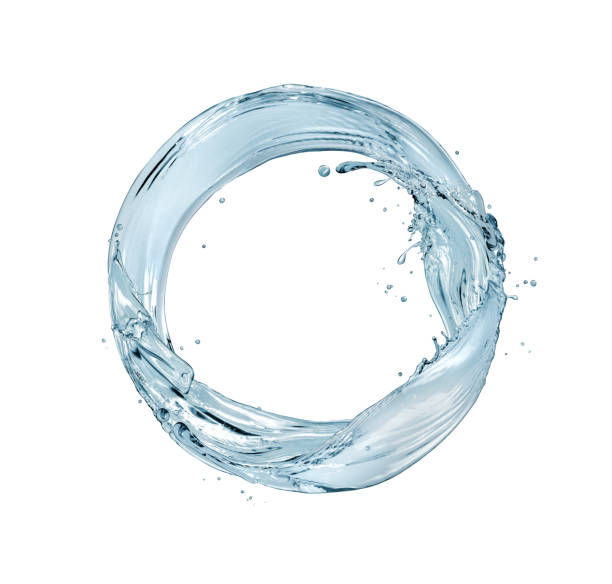 istock Round shape made of water splashes isolated on white background 2151914476