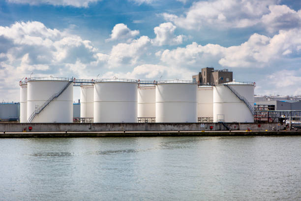istock Port of Antwerp - large storage tanks, refinery 2151915237