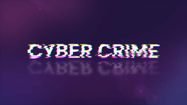 istock 3D rendering cyber crime text with screen effects of technological glitches 2151919326
