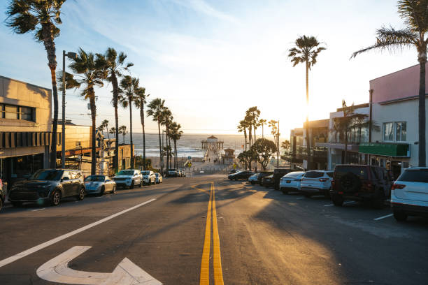 View to the Pier in Manhattan Beach at sunset
