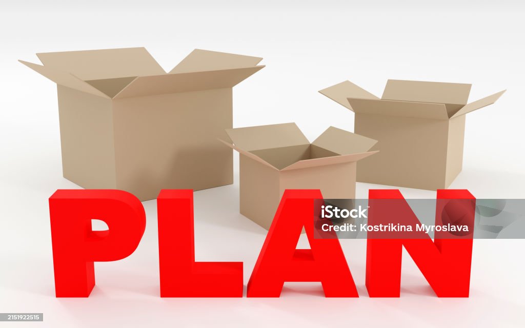 Plan Document Box Red Luxury Red Inscription Plan With Empty Boxes Soft Light Light ...