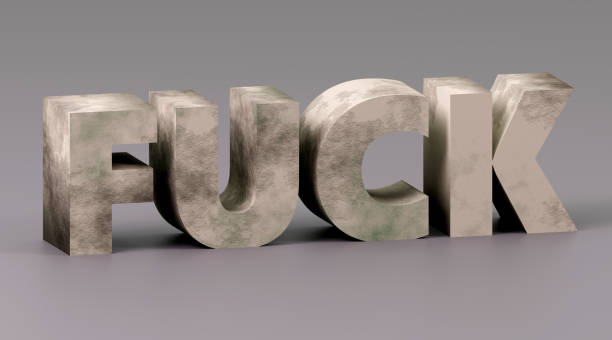 istock Luxury concrete inscription fuck on grey podium, soft light, smooth background, 3d rendering 2151923036