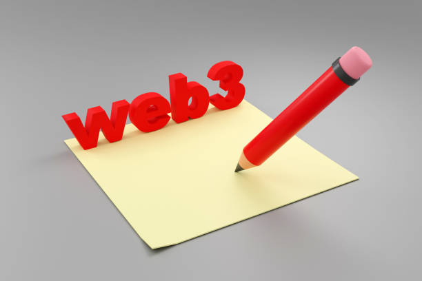 Web3 Concept with Pencil and Paper: A Modern Approach to Internet Technology in Simple 3D Illustration