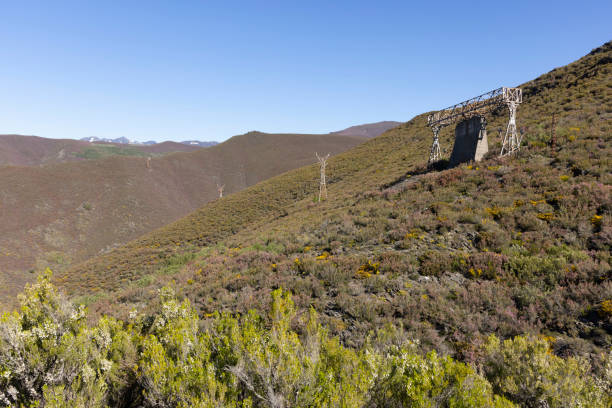 istock Abandoned steel structure with towers from industrial coal mining cableway in mountains of Asturias Spain in Tormaleo 2151929857
