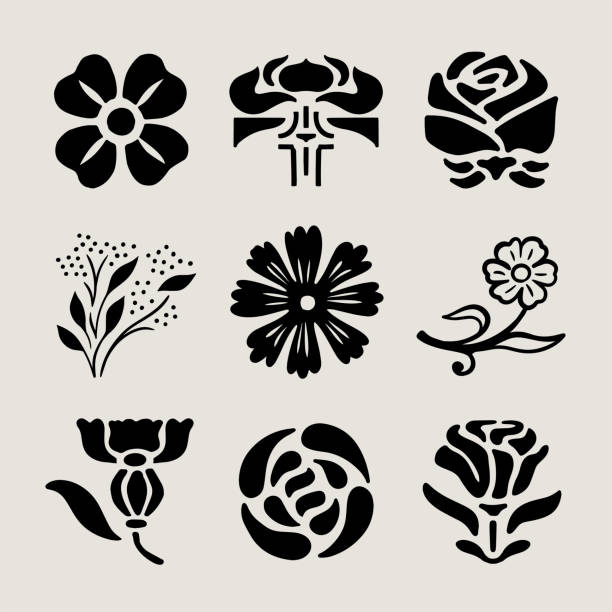 Handdrawn Retro Floral Icons