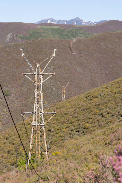 istock Abandoned industrial coal mining steel structure tower from cableway with cable in Tormaleo Asturias province of Spain on a bright day. 2151930402