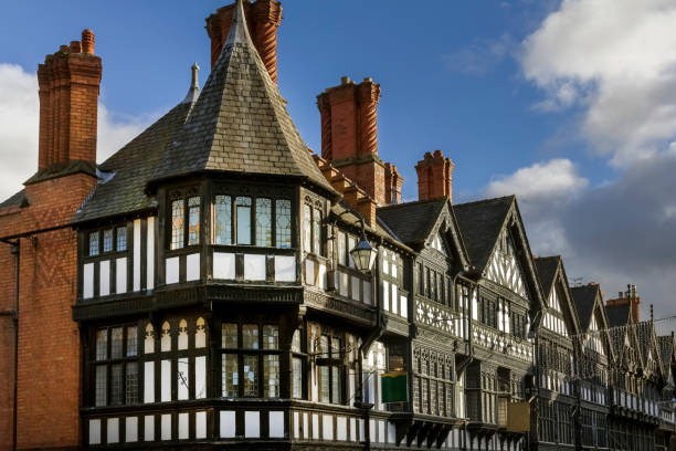 View of black and white building in the centre of Chester