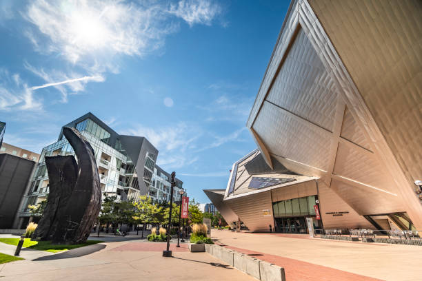 Denver Art Museum Colorado USA Denver, Colorado - September 18, 2023: Modern architectural entrance and grounds of the Denver Art Museum in the downtown core Colorado USA colorado flag art pictures stock pictures, royalty-free photos & images