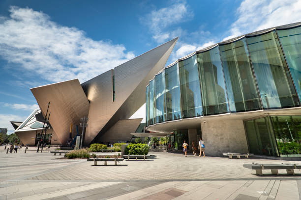 Denver Art Museum Colorado USA Denver, Colorado - September 18, 2023: Modern architectural entrance and grounds of the Denver Art Museum in the downtown core Colorado USA colorado flag art pictures stock pictures, royalty-free photos & images