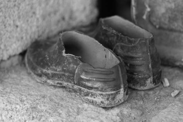old fashioned rural clothing style worn plastic shoes
