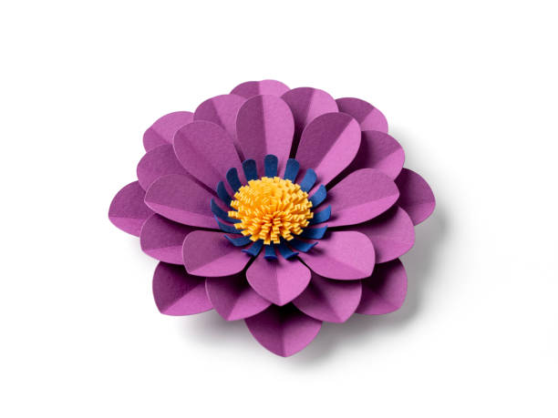 istock Handmade purple paper flower on white background 2151942450