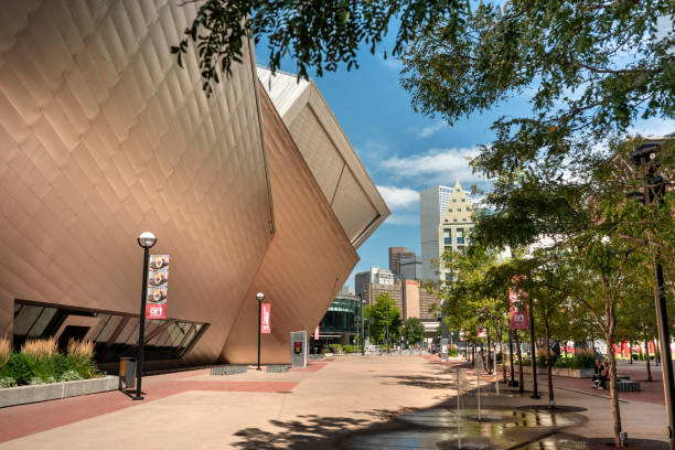 Denver Art Museum Colorado USA Denver, Colorado - September 18, 2023: Modern architectural entrance and grounds of the Denver Art Museum in the downtown core Colorado USA colorado flag art pictures stock pictures, royalty-free photos & images