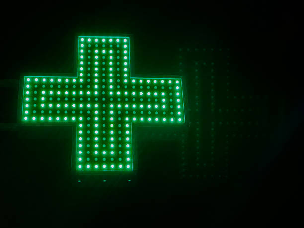 istock Green Pharmacy Led Cross 2151943986