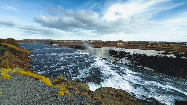 istock Panoramic summer view of popular tourist destination - Gullfoss waterfall. Dramatic sunrise on Hvita river. Incredible morning scene of Iceland, Europe. Traveling concept background. 2151944485