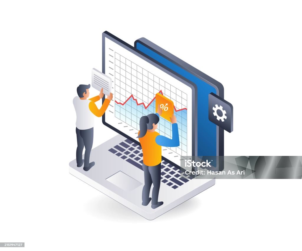 Team Analyzing Business Development Data Infographic Flat Isometric 3d ...
