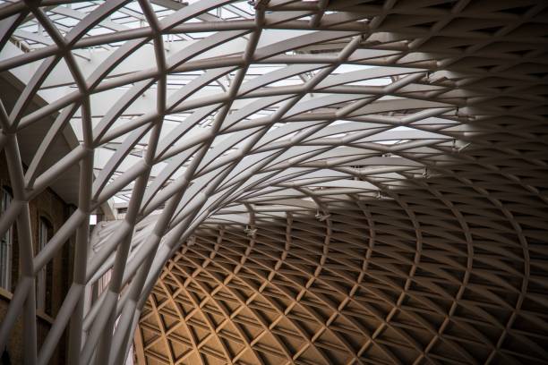 London, United Kingdom - April 03, 2024: Ceiling of Kings Cross Train Station