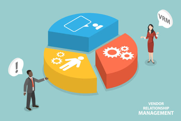 3D Isometric Flat Vector Conceptual Illustration of VRM 3D Isometric Flat Vector Conceptual Illustration of VRM, Vendor Relationship Management supplier relationship management stock illustrations
