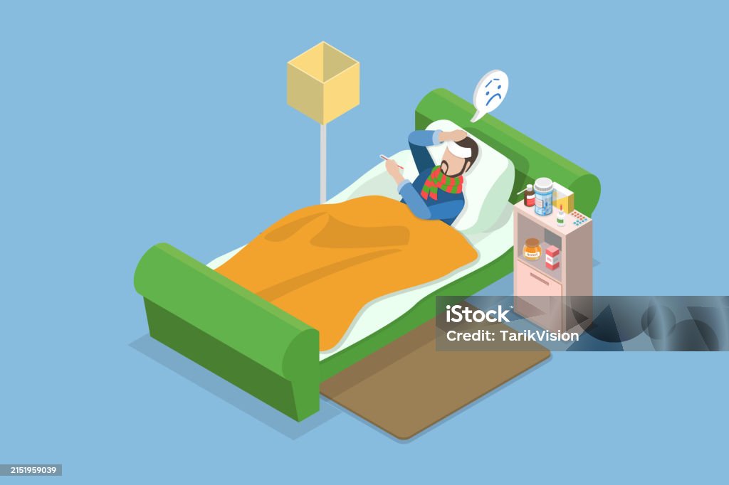 Unwell Visual 3d Isometric Flat Vector Conceptual Illustration Of Feeling Unwell ...