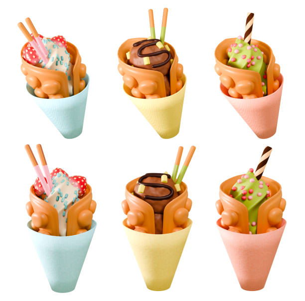 istock Cute 3D Hong Kong Bubble Waffle Ice Cream Set 2151959402