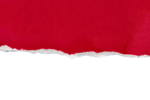 Red ripped paper torn edges strips isolated on white background