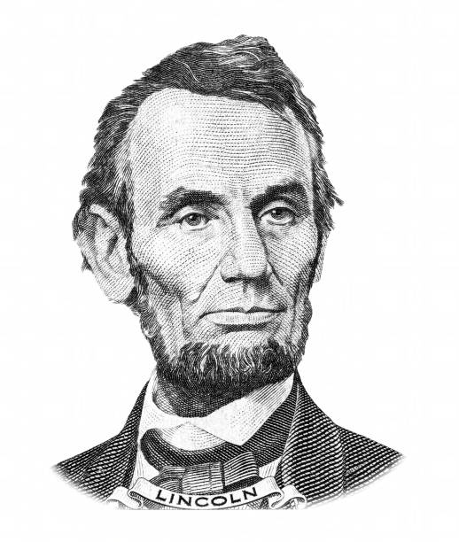 President Abraham Lincoln (1809-1865) portrait from five american dollars banknote