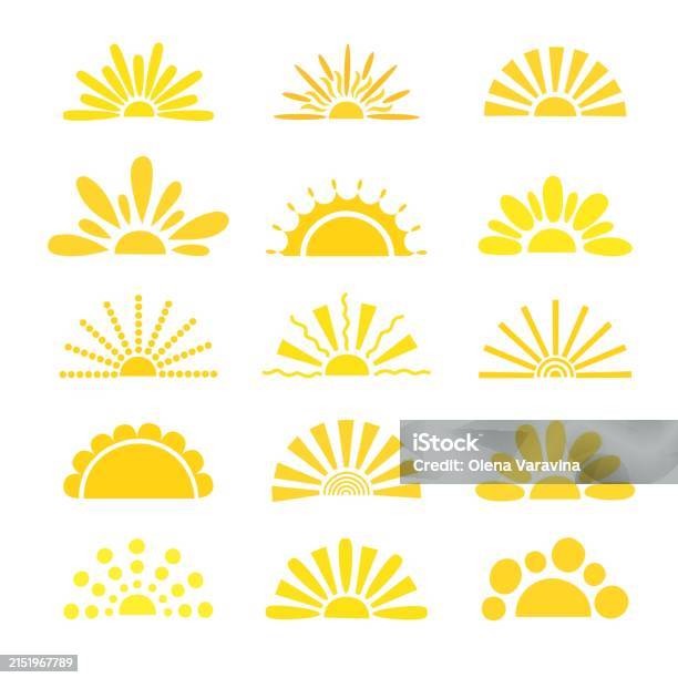 Half Sun Vector Rough Simple Yellow Half Sun Hand Drawn Vector Flat Illustration With ...