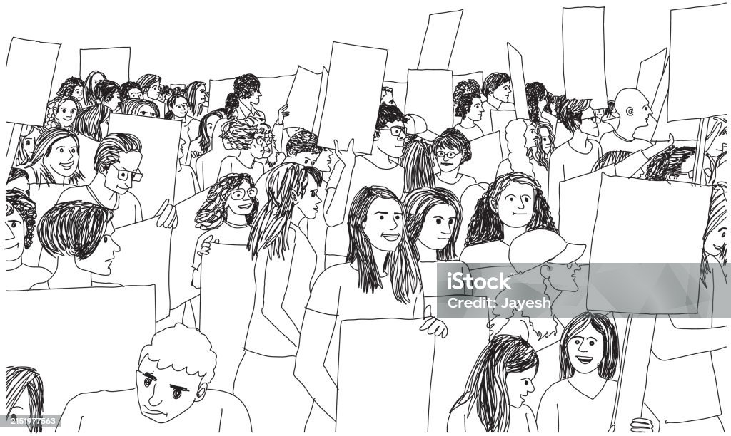 Protestor Drawing Illustration Of Protestors Protesting At A Protest In A Sketchy Doodle ...