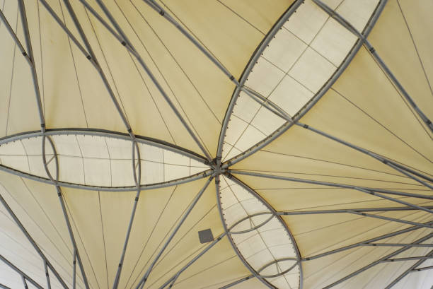 istock Architecture background, Fabric roof and metal structure with Low angle view 2151984327