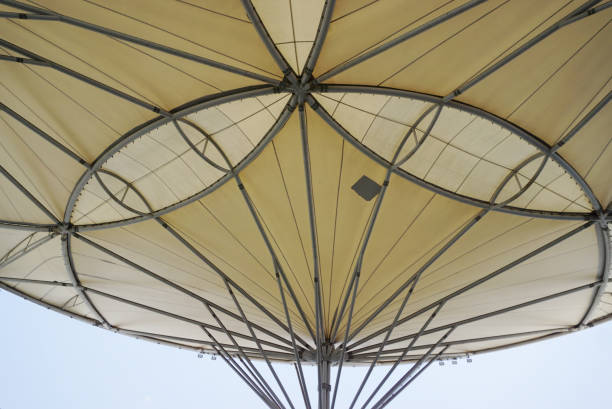 istock Architecture background, Fabric roof and metal structure with Low angle view 2151984331