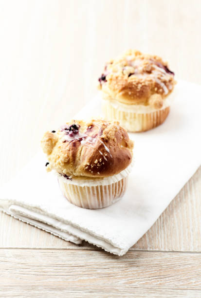 istock Blueberry Muffins on bright wooden background. Close up. 2151987663