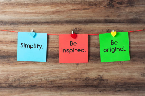 istock Adhesive note with inspirational quotes text simplify, be inspired, be original 2151988547
