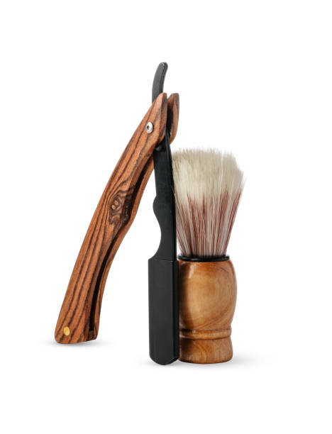 istock Vintage shaving razor and tools isolated on white 2151990122