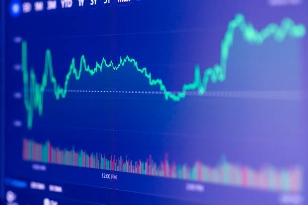 istock Stock market upwards chart on the screen. Selective focus.Low angle. 2151990750