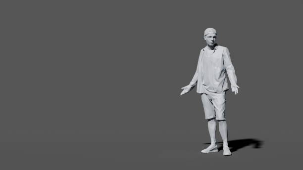 istock Man in casual attire stands with a neutral expression in a simple, monochromatic setting. 3d render 2151991073