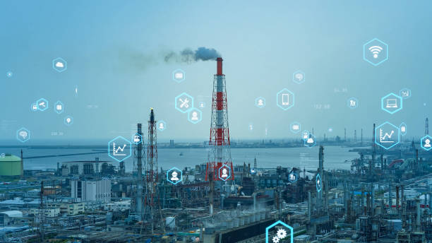 istock Industrial technology concept. Communication network. INDUSTRY 4.0. Factory automation. 2151992512
