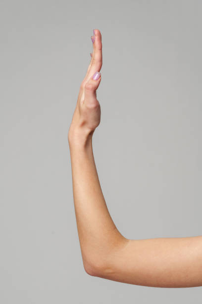 istock Female hand sign against gray background in studio 2151992981
