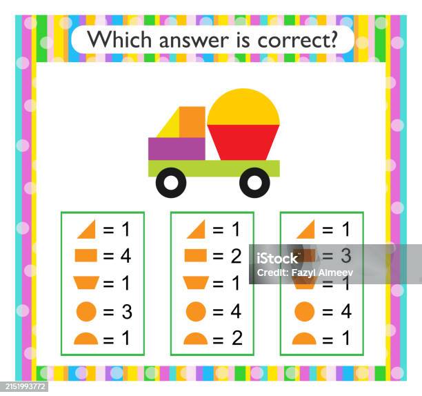 Anser The Math Math Activity For Kids Find The Correct Answer Stock Illustration ...