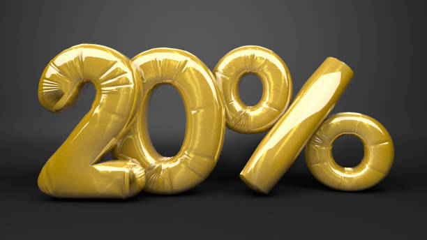 istock Golden 20 Percent Discount Balloons 2151993822