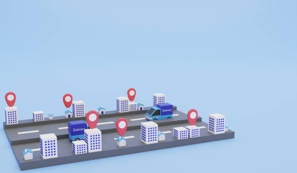 istock Delivery is on the way, 3d render logistic and delivery icon concept and copy space on blue background 2151996005