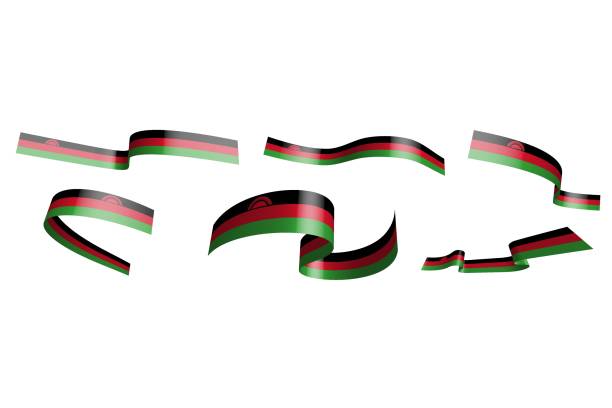 istock Set of holiday ribbons. Malawi flag waving in wind. Separation into lower and upper layers. Design element. Vector on white background 2151997392