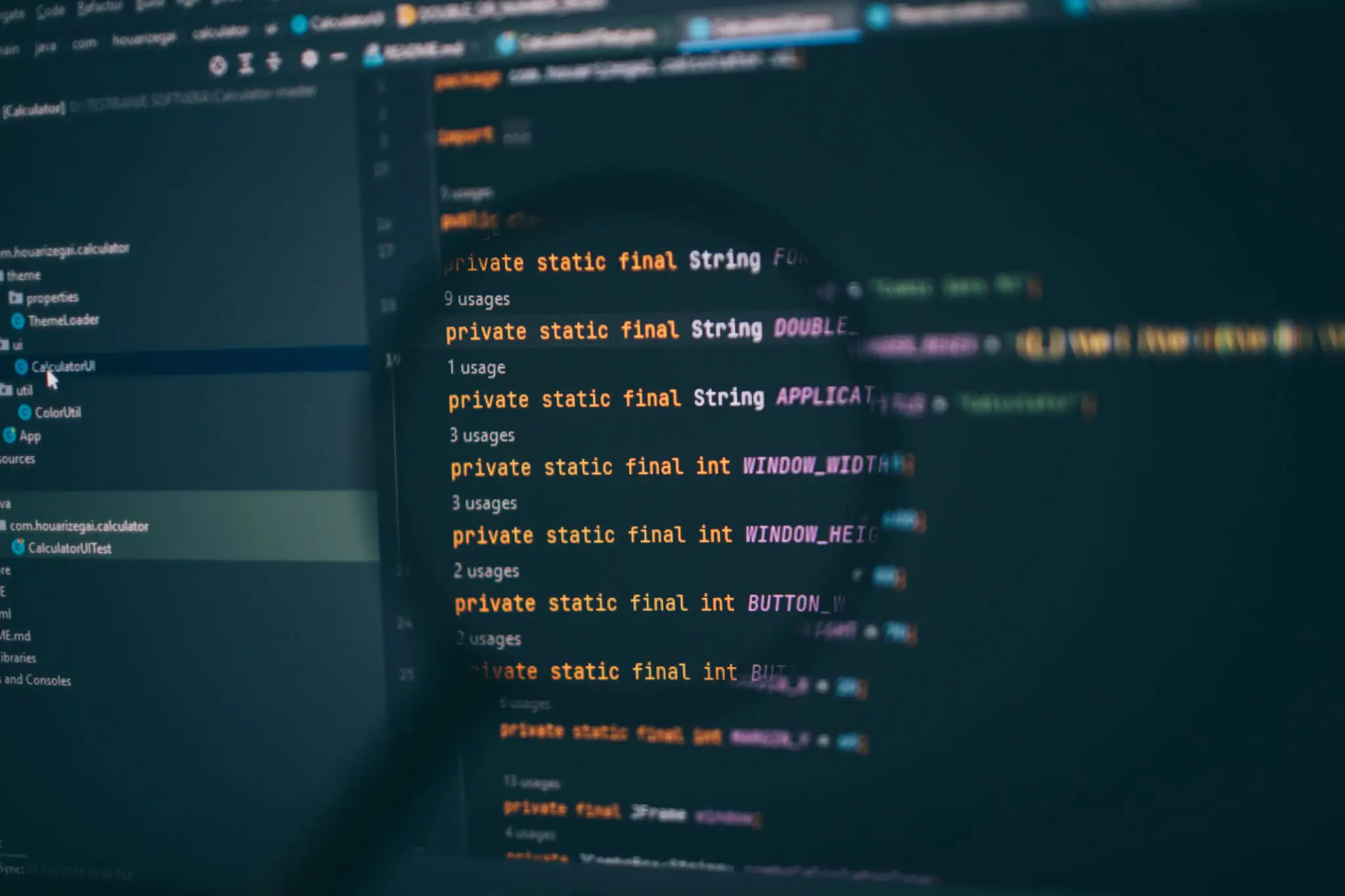 컴퓨터와 함께하는 JavaScript 언어 마스터하기 2 Program code on computer display under magnifying glass