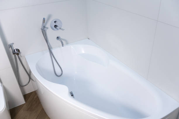 istock Modern white bath with a hot tub. 2151999743